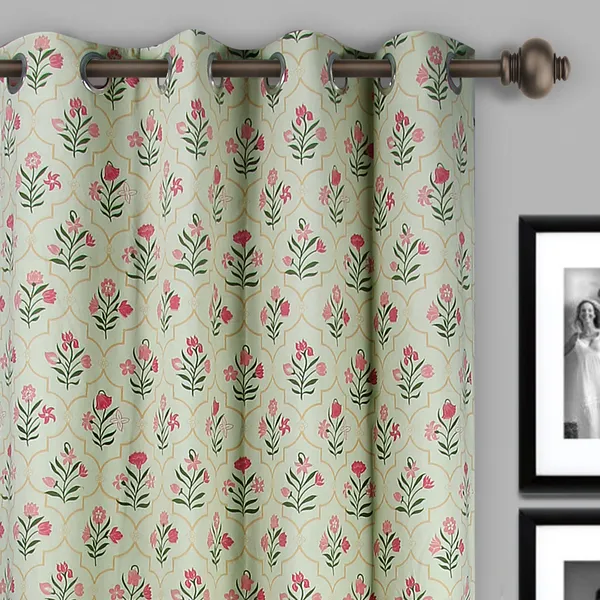 Pack_of_2_Cotton_Green_Floral_Printed_Eyelet_Curtain_Set_for_Window_and_Door