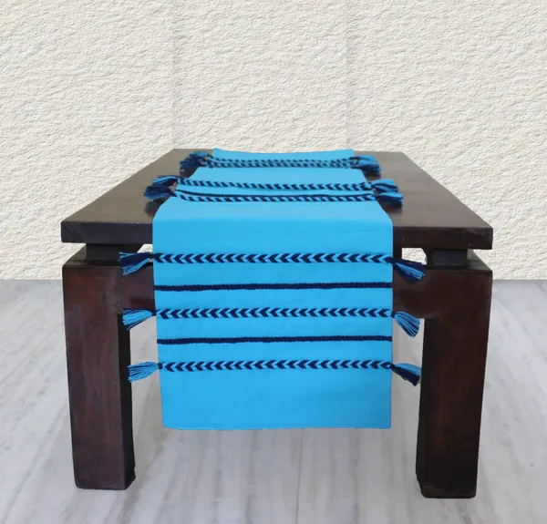 Pack_of_1_Piece_Cotton_Teal_Blue_Boho_Tassel_Collection_Table_Runner-For_Dining_&_Center_Table