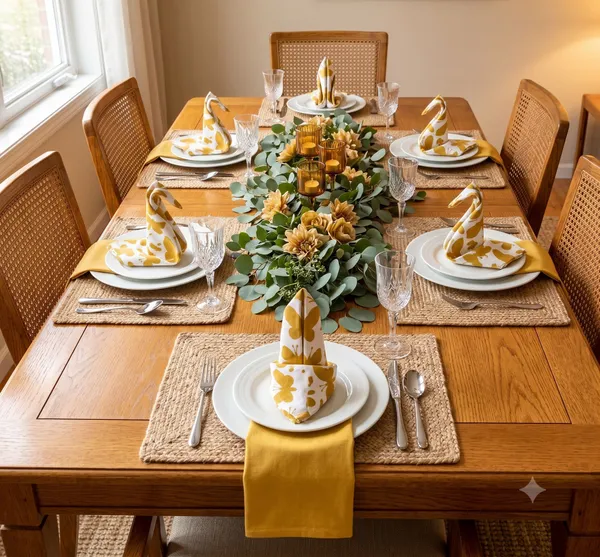 Pack_of_12_Pieces_Cotton_Yellow_Butterfly_Printed_and_Plain_Napkin_Set_for_Dining_and_Kitchen