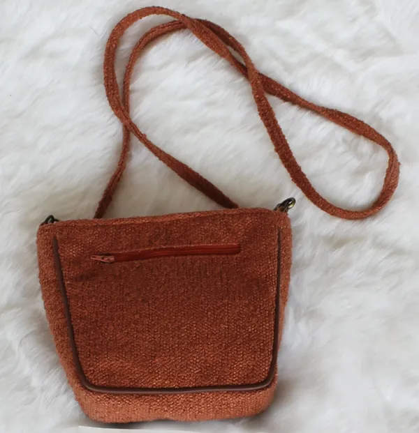 Pack_of_1_Piece_Polyester_Rust_Delta_Boucle_Collection_Sling_Bag_for_Girl_and_Women
