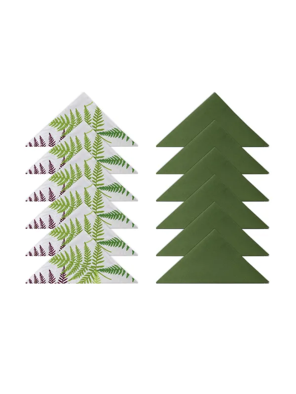 Pack_of_12_Pieces_Cotton_Green_Tropical_Leaf_Printed_and_Plain_Napkin_Set_for_Dining_and_Kitchen