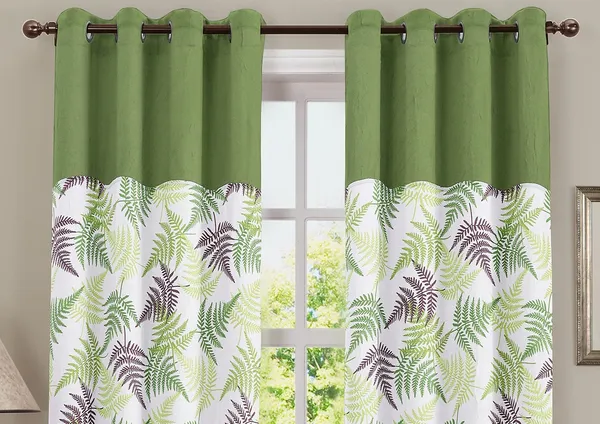 Pack_of_2_Pieces_Cotton_Green_Tropical_Leaf_Printed_Eyelet_Curtain_Set_for_Window_and_Door