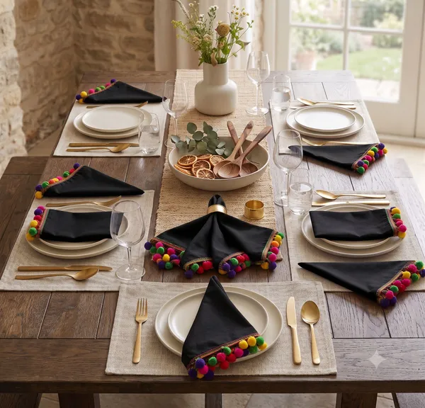 Pack_of_6_Pieces_Cotton_Black_Multi_Pompom_Napkin_Set_for_Dining_and_Kitchen