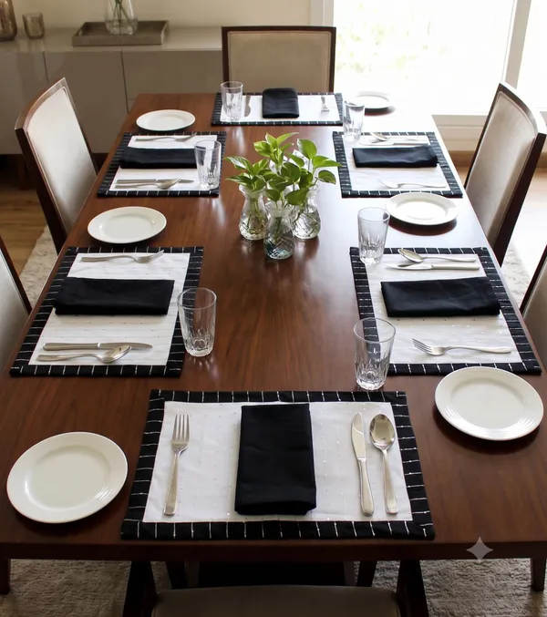 Pack_of_18_Piece_Cotton_White_Harmony_Sequence_Collection_Place_Mat_With_Napkin-For_Dinning_Table,_Center_Room_and_Kitchen