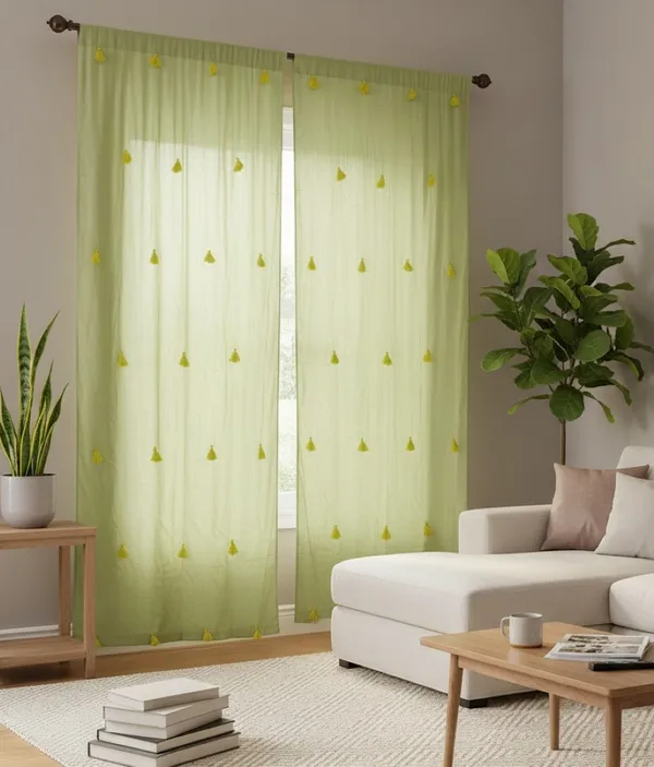 Pack_of_2_Cotton_Peasta_Green_Sheer_Merit_Tassel_Collection_Curtain_Set_for_Window_and_Door