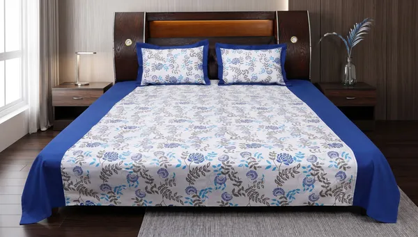 Pack_of_2_&_3_Pieces_Cotton_Blue_Floral_Bonanza_Printed_Bedsheet_Set_With_Pillow_Covers_for_Bedroom,_Guest_Room,_Kids_Room