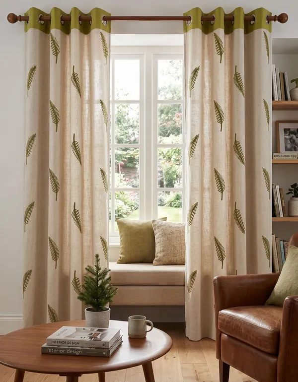 Pack_of_2_Cotton_Green_Adornado_leaf_embroidery_Collection_Curtain_Set_for_Window_and_Door
