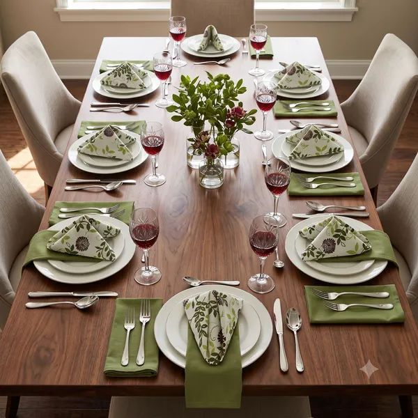 Pack_of_12_Pieces_Cotton_Green_Floral_Printed_and_Plain_Napkin_Set_for_Dining_and_Kitchen