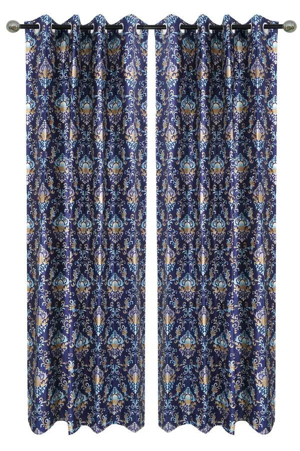 Dekor_World_Polyester_Blue_Damask_Multi_Printed_Eyelet_Curtain_Set_(Pack_of_2)-110x275cm_(4x9_Feet)_Long_Door_Curtain