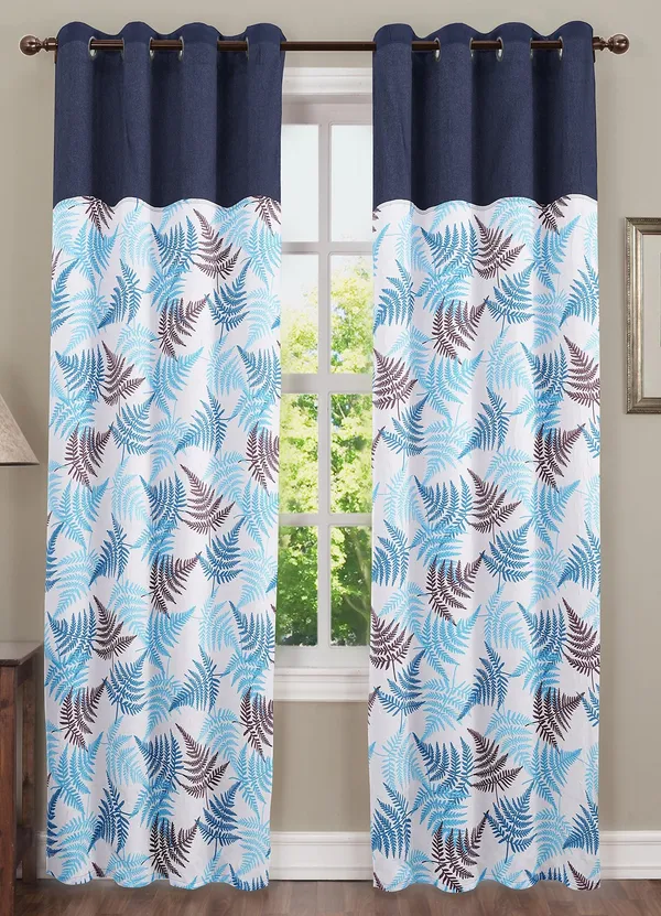 Pack_of_2_Pieces_Cotton_Blue_Tropical_Leaf_Printed_Eyelet_Curtain_Set_for_Window_and_Door