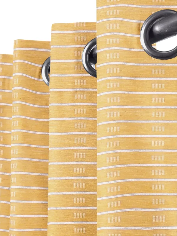 Pack_of_2_Cotton_Lemon_Yellow_Check_Reflection_Collection_Eyelet_Curtainfor_Window_and_Door