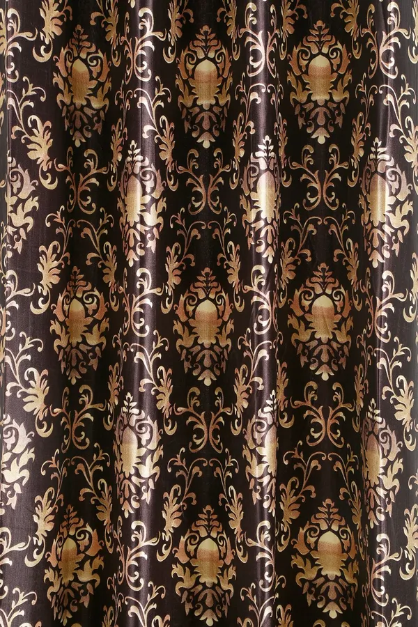 Dekor_World_Polyester_Brown_Damask_Multi_Printed_Eyelet_Curtain_Set_(Pack_of_2)-110x275cm_(4x9_Feet)_Long_Door_Curtain