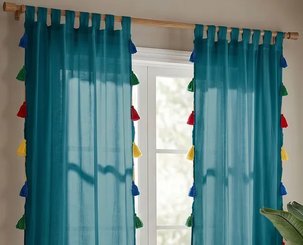 Pack_of_2_Cotton_Turquoise_Sheer_Summer_fun_Multi_Tassel_Tab_Top_Curtain_Set_for_Window_and_Door