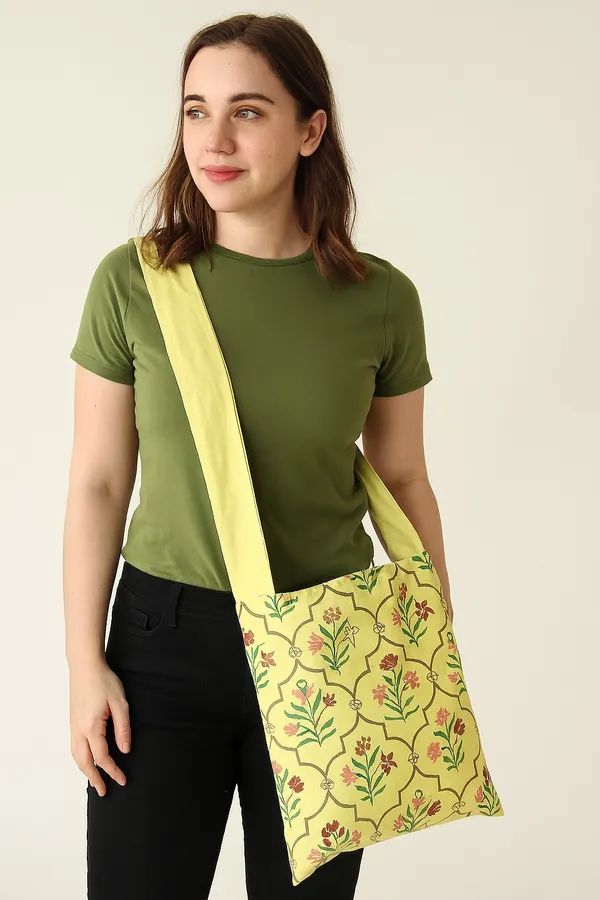 Pack_of_1_Piece_Cotton_Lime_Yellow_Floral_Printed_Collection_Crossbody_Messenger_Bag_for_Women,_Men,_Girl_&_Boy