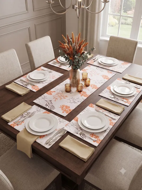 Pack_of_18_Pieces_Cotton_Orange_Bloom_Bliss_Printed_Collection_Place_Mat_With_Napkin-For_Dinning_Table,_Center_Room_and_Kitchen