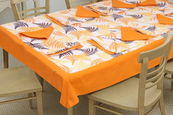 Pack_of_13,19_&_25_Cotton_Orange_Tropical_Leaf_Collection_With_Place_Mat_&_Napkins-for_Dining_and_Center_Table