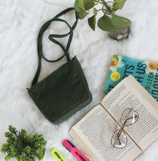 Pack_of_1_Piece_Polyester_Green_Delta_Boucle_Collection_Sling_Bag_for_Girl_and_Women