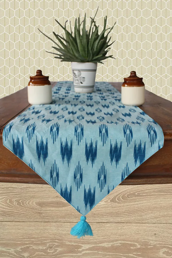 Pack_of_1_Piece_Cotton_Blue_Pochampaaly_Weave_Ikat_Printed_Collection_Table_Runner-For_Dining_&_Center_Table