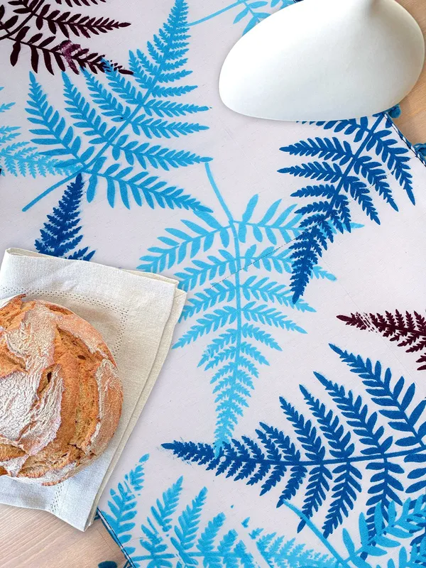 Pack_of_1_Piece_Cotton_Blue_Tropical_Leaf_Pompom_Collection_Table_Runner_For_Dining_&_Center_Table