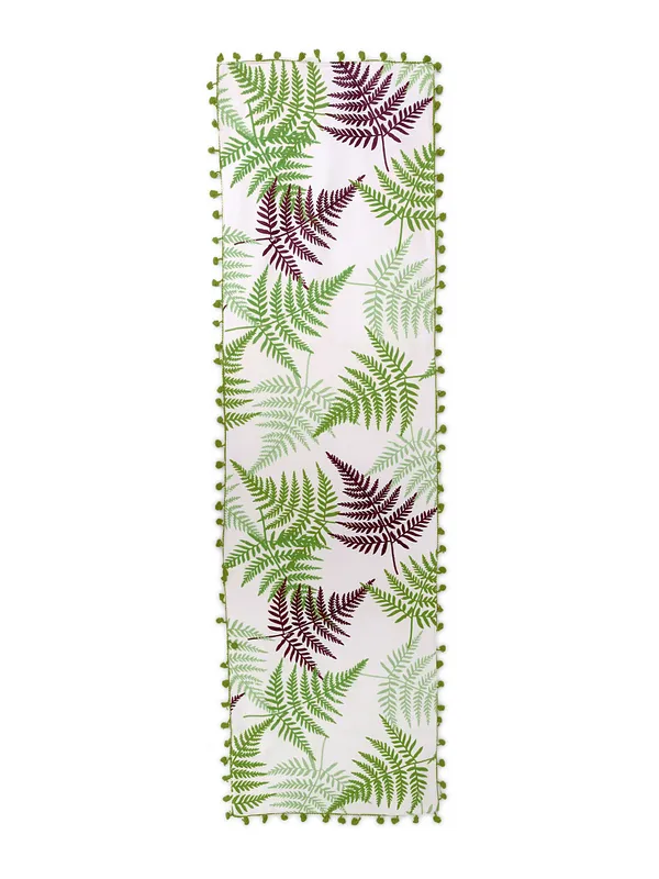 Pack_of_1_Piece_Cotton_GreenTropical_Leaf_Pompom_Collection_Table_Runner_For_Dining_&_Center_Table
