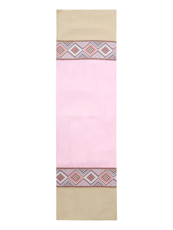 Pack_of_1_Piece_Cotton_Pink-Beige_Mesh_Jacquard_Collection_Table_Runner-For_Dining_&_Center_Table