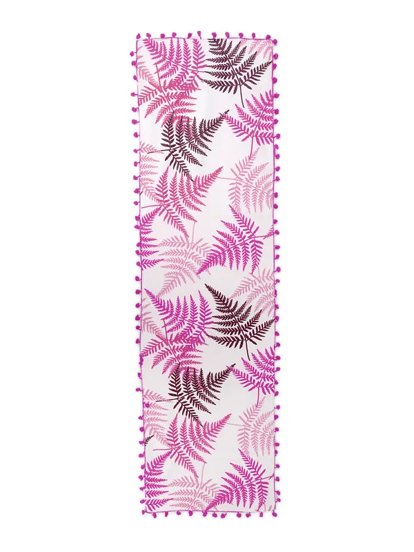 Pack_of_1_Piece_Cotton_Tropical_Leaf_Pompom_Collection_Table_Runner_For_Dining_&_Center_Table