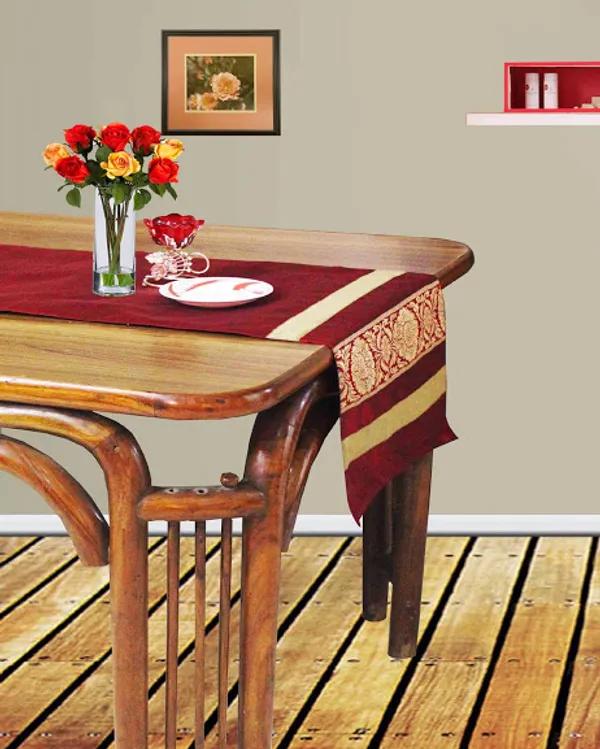 Pack_of_1_Piece_Polyester_Maroon_Floral_Brocekt_Table_Runner-_Dining_&_Center_Floral_Brocekt_Table