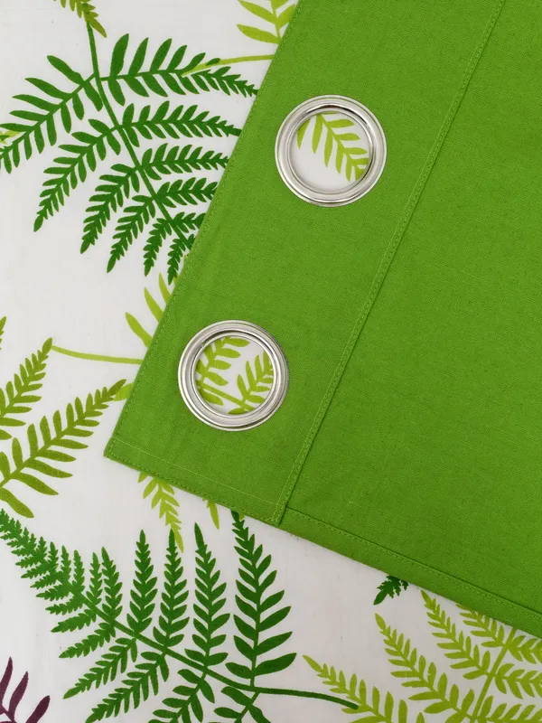 Pack_of_2_Pieces_Cotton_Bright_Green_Tropical_Leaf_Printed_Eyelet_Curtain_Set_For_Window_&_Door_Bedroom_and_Living_Room