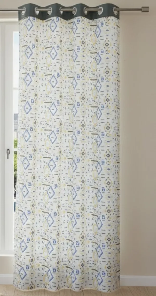 Pack_of_2_Pieces_Cotton_Grey_Tribal_Diamond_Collection_(Window_&_Door)_For_Bedroom_and_Living_Room