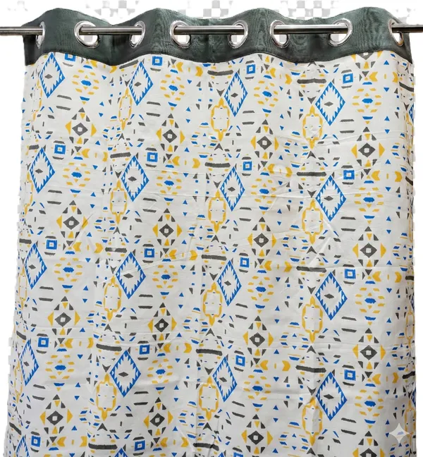Pack_of_2_Pieces_Cotton_Grey_Tribal_Diamond_Collection_(Window_&_Door)_For_Bedroom_and_Living_Room