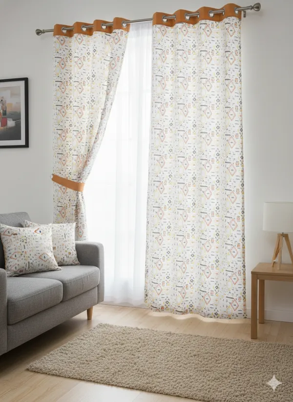 Pack_of_2_Pieces_Cotton_OrangeTribal_Diamond_Collection_(Window_&_Door)_For_Bedroom_and_Living_Room
