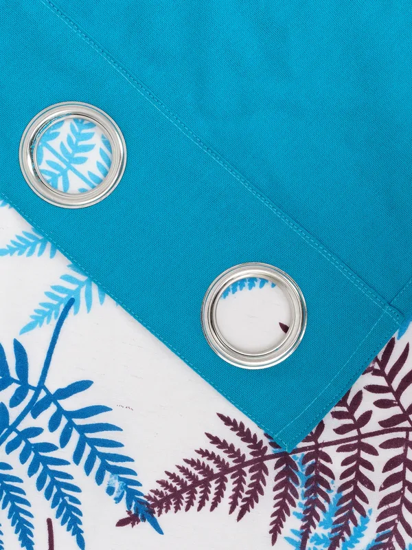 Pack_of_2_Pieces_Cotton_Turqouise_Tropical_Leaf_Printed_Eyelet_Curtain_Set_for_Window_and_Door