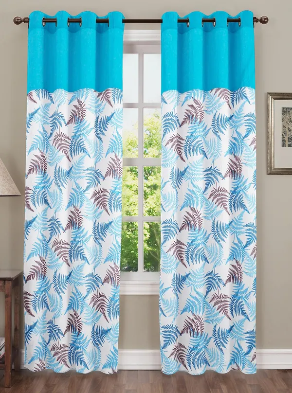 Pack_of_2_Pieces_Cotton_Turqouise_Tropical_Leaf_Printed_Eyelet_Curtain_Set_for_Window_and_Door