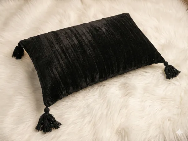 Pack_of_2_Pieces_Polyester_Black_Modern_Farmhouse_Crush_Velvet_Collection_Cushion_Cover-For_Living_room_&_Bedroom