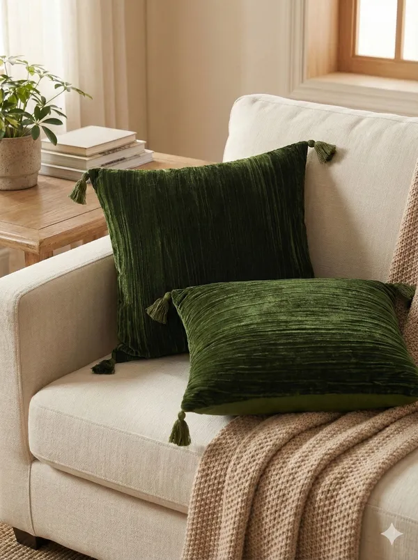 Pack_of_2_Pieces_Polyester_Green_Modern_Farmhouse_Crush_Velvet_Collection_Cushion_Cover-For_Living_room_&_Bedroom
