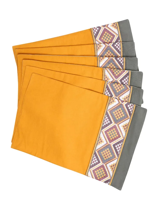 Pack_of__6_Piece_and_18_Pieces_Cotton_Grey-Mustard_Arizona_ikatee_Collection_Place_Mat_With_Napkin-For_Dinning_Table,_Center_Room_and_Kitchen