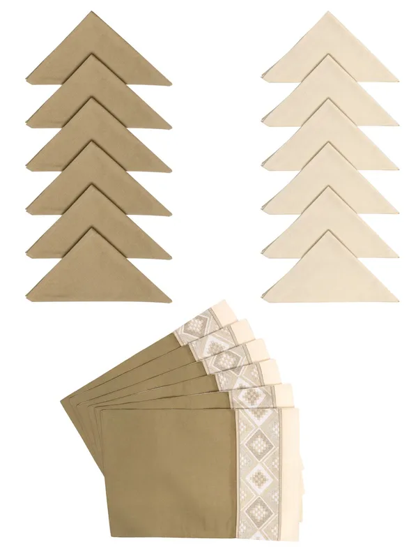Pack_of__6_Piece_and_18_Pieces_Cotton_Beige_Arizona_ikatee_Collection_Place_Mat_With_Napkin-For_Dinning_Table,_Center_Room_and_Kitchen