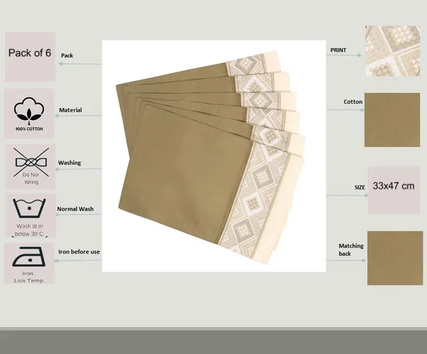 Pack_of__6_Piece_and_18_Pieces_Cotton_Beige_Arizona_ikatee_Collection_Place_Mat_With_Napkin-For_Dinning_Table,_Center_Room_and_Kitchen