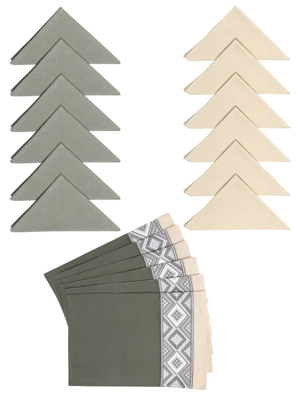 Pack_of__6_Piece_and_18_Pieces_Cotton_Grey_Arizona_ikatee_Collection_Place_Mat_With_Napkin-For_Dinning_Table,_Center_Room_and_Kitchen