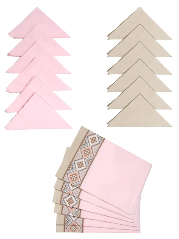 Pack_of__6_Piece_and_18_Pieces_Cotton_Pink_Arizona_ikatee_Collection_Place_Mat_With_Napkin-For_Dinning_Table,_Center_Room_and_Kitchen