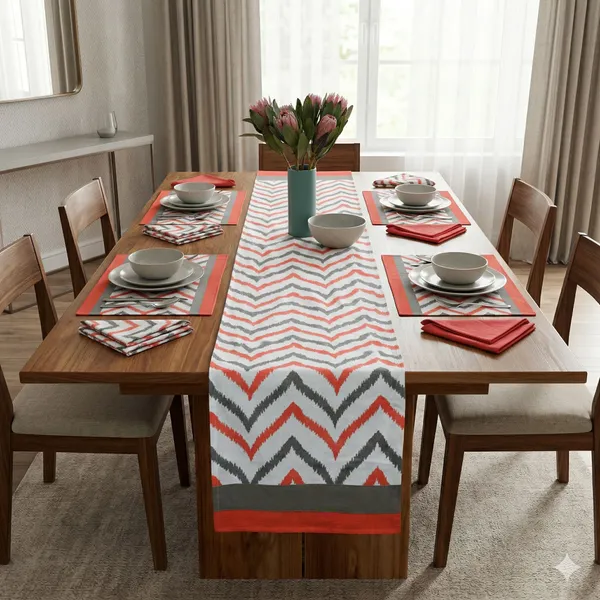 Pack_of_13,_19_&_25_Pieces_Cotton_Pink_Chevron_Printed_Table_Runner_With_Place_Mat_and_Napkin_For_Dining_&_Center_Table