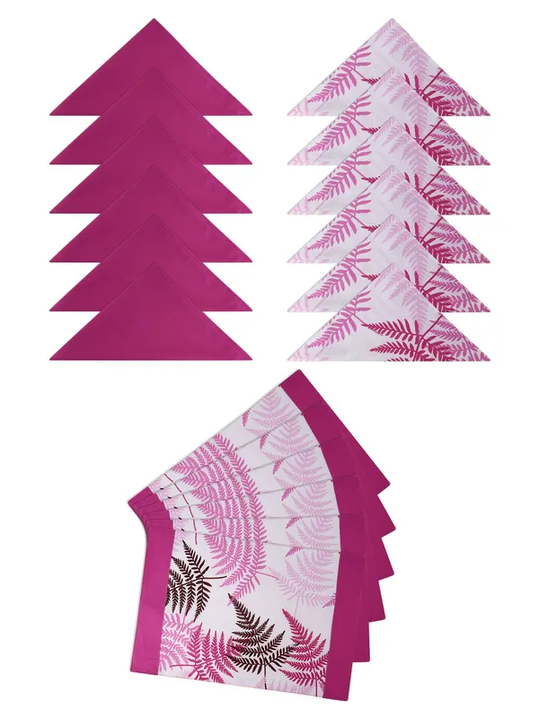 Pack_of_13,19_&_25_Cotton_Purple_Tropical_Leaf_Collection_With_Place_Mat_&_Napkins-for_Dining_and_Center_Table