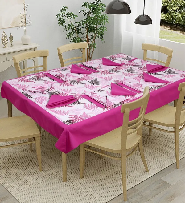 Pack_of_13,19_&_25_Cotton_Purple_Tropical_Leaf_Collection_With_Place_Mat_&_Napkins-for_Dining_and_Center_Table