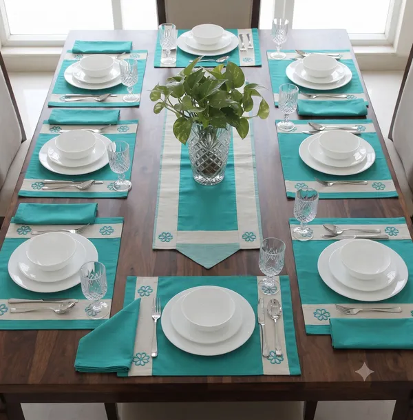 Pack_of_18_Piece_Cotton_Aqua_Vally_of_flowers_Collection_Place_Mat-For_Dinning_Table,_Center_Room_and_Kitchen
