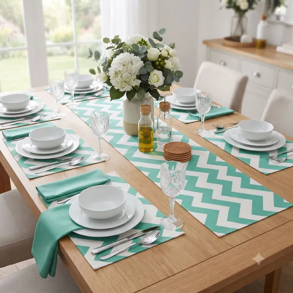 Pack_of_18_Pieces_Cotton_Aqua_Chevron_Printed_Place_Mat_for_Dining_and_Center_Tablefor_Dining_Table