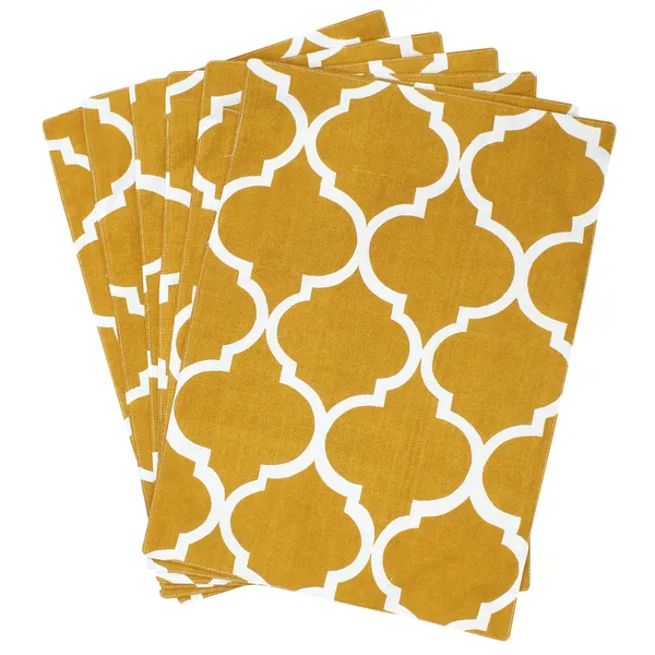Cotton_Ogee_Printed_Yellow_Table_Runner_With_Place_Mat_and_Napkin-Dining_&_Center_Table_for_Decoration_and_Party