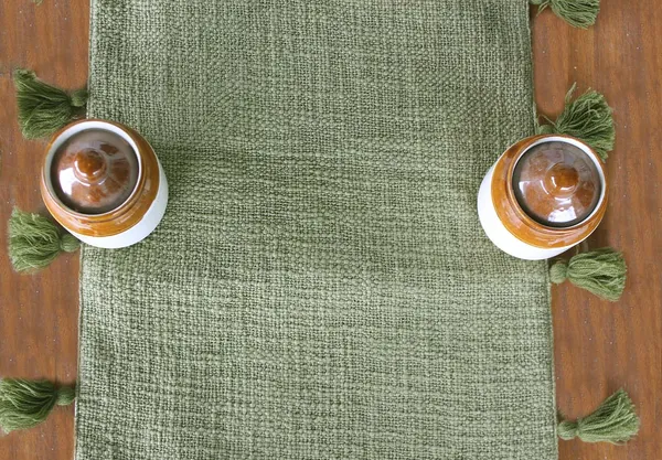 Pack_of_1_Piece_Cotton_Moss_Green_Merit_Tassel_Collection_Table_Runner-For_Dining_&_Center_Table