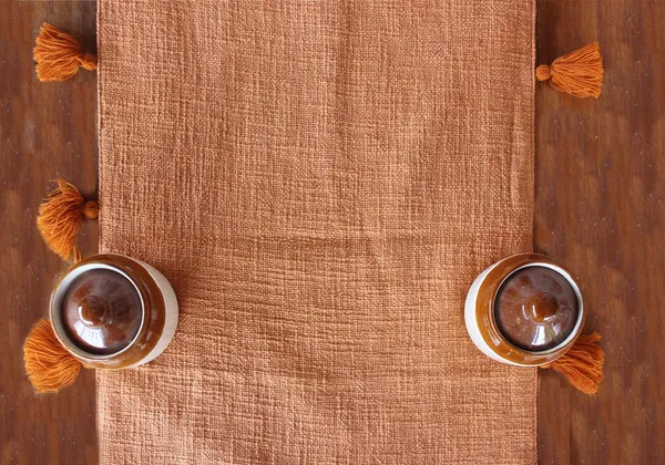 Pack_of_1_Piece_Cotton_Yum_Orange_Merit_Tassel_Collection_Table_Runner-For_Dining_&_Center_Table