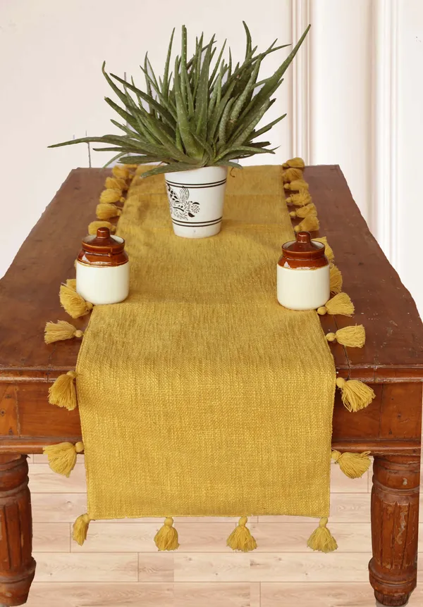 Pack_of_1_Piece_Cotton_Yellow_Merit_Tassel_Collection_Table_Runner-For_Dining_&_Center_Table