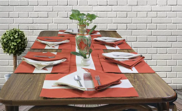 Adornado_leaf_embroidery_Rust_Table_Runner_With_Place_Mat_and_Napkin-Dining_&_Center_Table_for_Decoration_and_Party